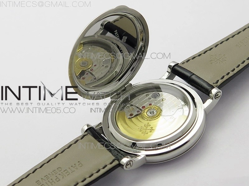 Calatrava 5153G-010 SS ZF 1:1 Best Edition White textured dial on Black Leather Strap A324CS