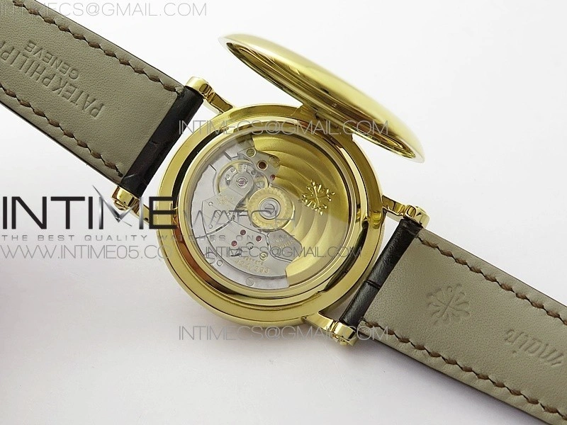 Calatrava 5153G-010 YG ZF 1:1 Best Edition White textured dial on Brown Leather Strap A324CS