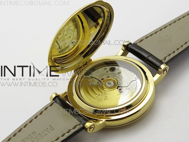 Calatrava 5153G-010 YG ZF 1:1 Best Edition White textured dial on Brown Leather Strap A324CS
