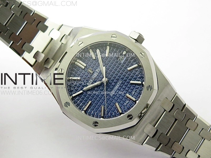 Royal Oak 37mm 15450 SS ZF 1:1 Best Edition Blue Textured Dial on SS Bracelet SA3120 Super Clone