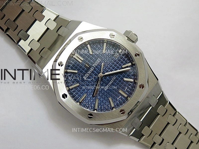 Royal Oak 37mm 15450 SS ZF 1:1 Best Edition Blue Textured Dial on SS Bracelet SA3120 Super Clone