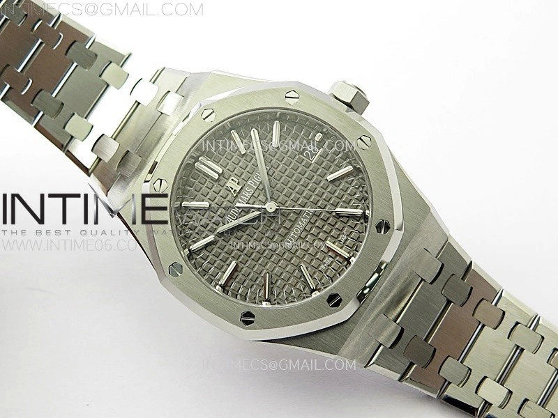 Royal Oak 37mm 15450 SS ZF 1:1 Best Edition Gray Textured Dial on SS Bracelet SA3120 Super Clone