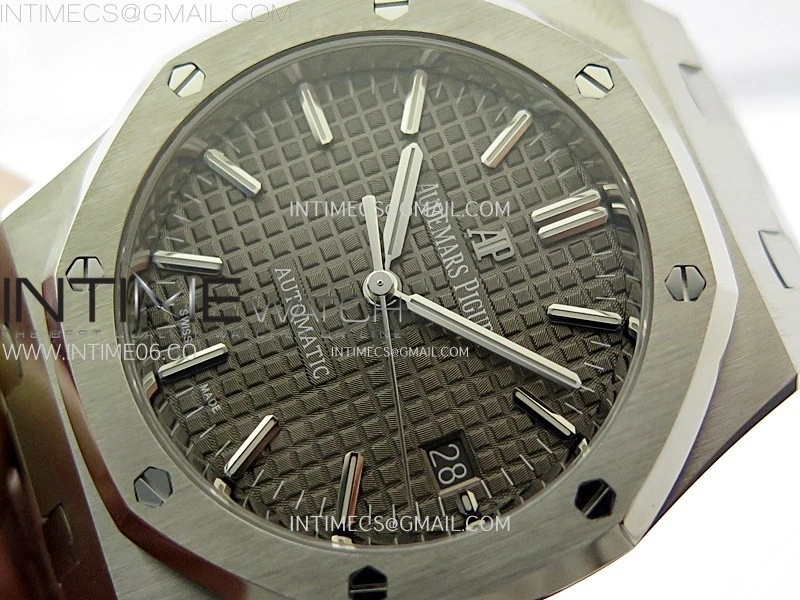 Royal Oak 37mm 15450 SS ZF 1:1 Best Edition Gray Textured Dial on SS Bracelet SA3120 Super Clone
