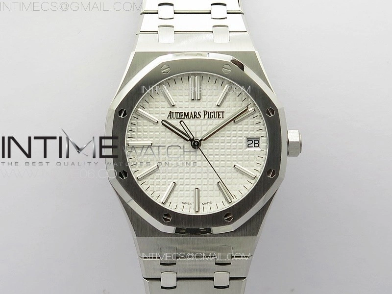 Royal Oak 41mm 15510 50th SS ZF 1:1 Best Edition Silver White Textured Dial on SS Bracelet A4302