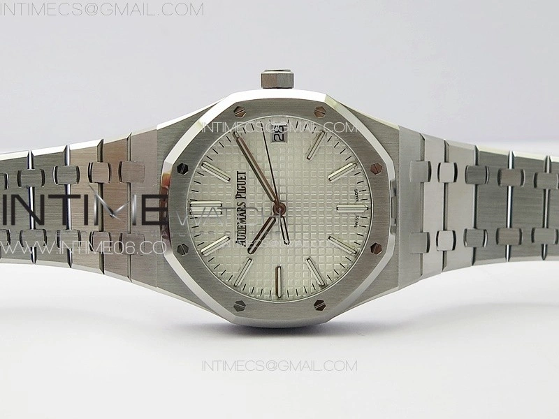 Royal Oak 41mm 15510 50th SS ZF 1:1 Best Edition Silver White Textured Dial on SS Bracelet A4302