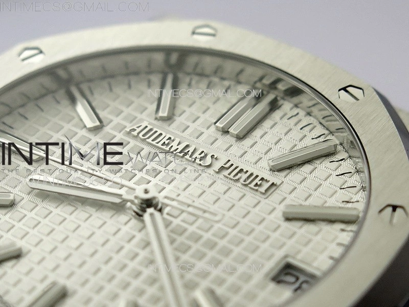 Royal Oak 41mm 15510 50th SS ZF 1:1 Best Edition Silver White Textured Dial on SS Bracelet A4302