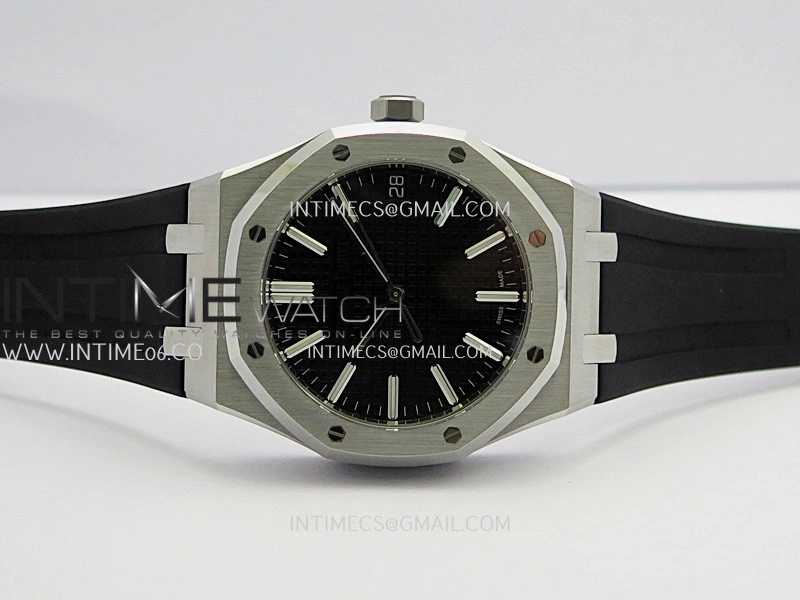 Royal Oak 41mm 15510 SS DDF 1:1 Best Edition Black Dial On Black Rubber Strap Super Clone DD4302