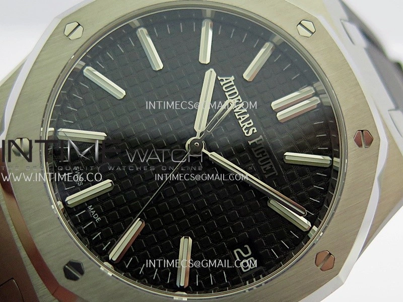 Royal Oak 41mm 15510 SS DDF 1:1 Best Edition Black Dial On Black Rubber Strap Super Clone DD4302
