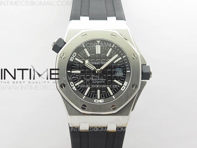 Royal Oak Offshore Diver 15703 APSF 1:1 Best Edition Black Dial on Black Rubber Strap A3120 Super Clone V3