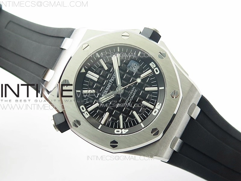 Royal Oak Offshore Diver 15703 APSF 1:1 Best Edition Black Dial on Black Rubber Strap A3120 Super Clone V3