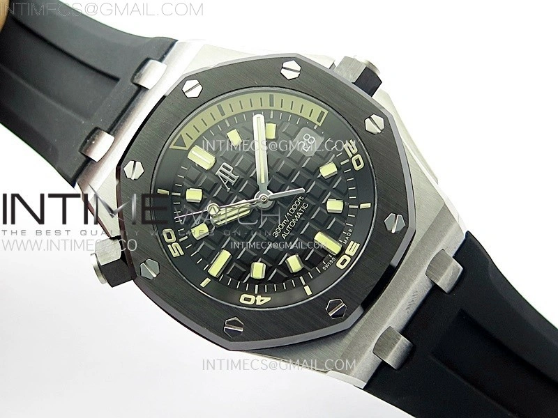 Royal Oak Offshore Diver 15720 Ceramic Bezel APSF 1:1 Best Edition Black Dial on Black Rubber Strap SA4308