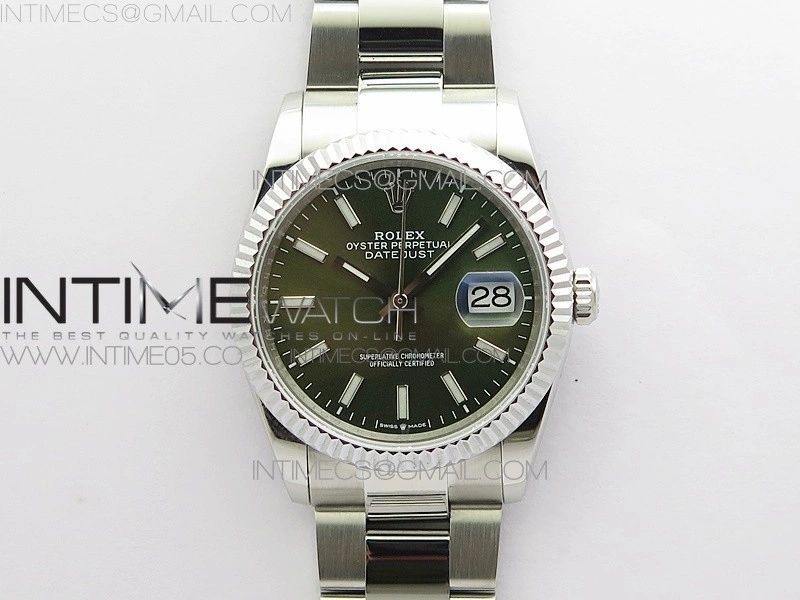 Datejust 36mm 116231 SS BP 1:1 Best Edition Green Dial Stick Markers On SS Oyster Bracelet A2824