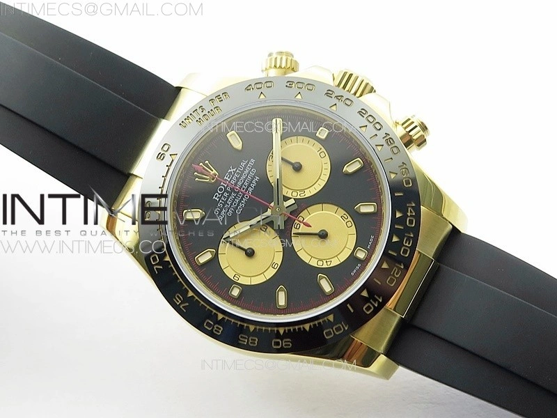 Daytona 116518LN YG APSF Best Edition Black Dial Gold Subdials On Rubber Strap Slim A7750