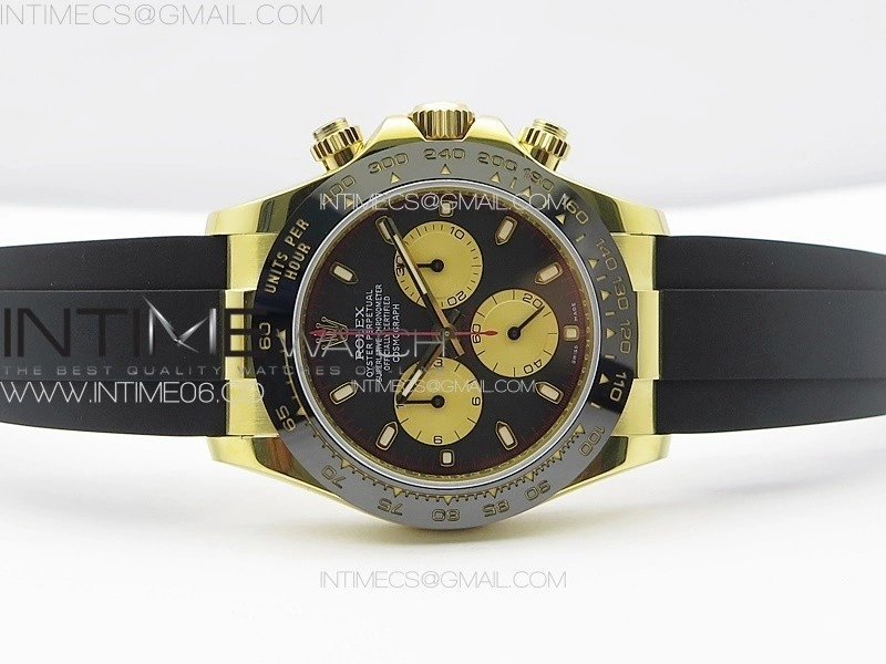 Daytona 116518LN YG APSF Best Edition Black Dial Gold Subdials On Rubber Strap Slim A7750