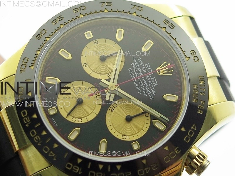 Daytona 116518LN YG APSF Best Edition Black Dial Gold Subdials On Rubber Strap Slim A7750