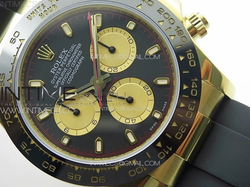 Daytona 116518LN YG APSF Best Edition Black Dial Gold Subdials On Rubber Strap Slim A7750