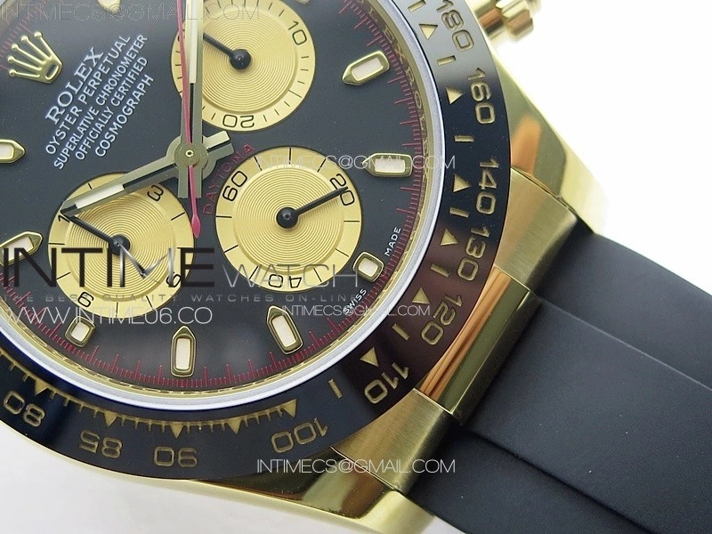 Daytona 116518LN YG APSF Best Edition Black Dial Gold Subdials On Rubber Strap Slim A7750