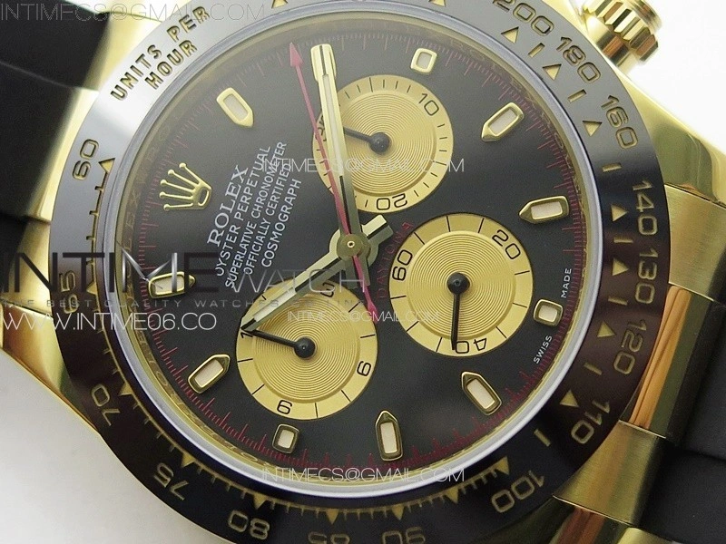 Daytona 116518LN YG APSF Best Edition Black Dial Gold Subdials On Rubber Strap Slim A7750