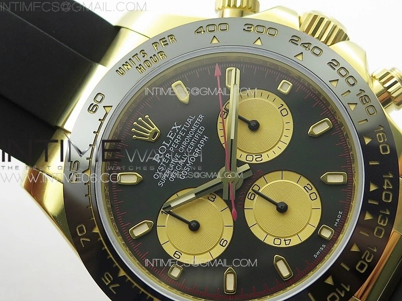 Daytona 116518LN YG APSF Best Edition Black Dial Gold Subdials On Rubber Strap Slim A7750