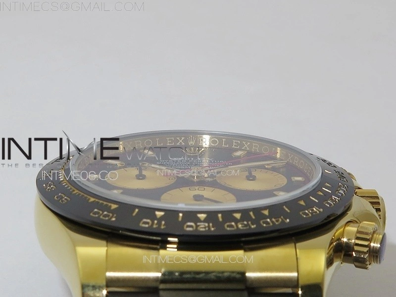 Daytona 116518LN YG APSF Best Edition Black Dial Gold Subdials On Rubber Strap Slim A7750