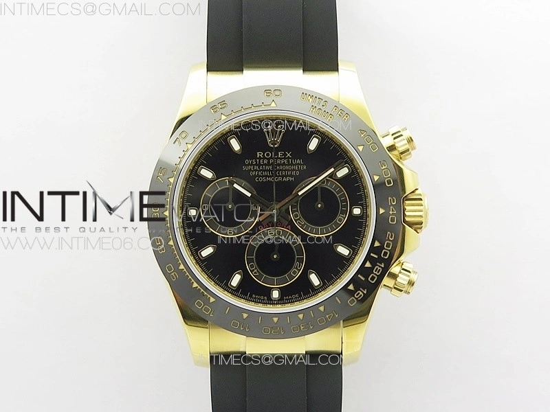 Daytona 116518LN YG APSF Best Edition Black Dial Stick Markers On Rubber Strap Slim A7750