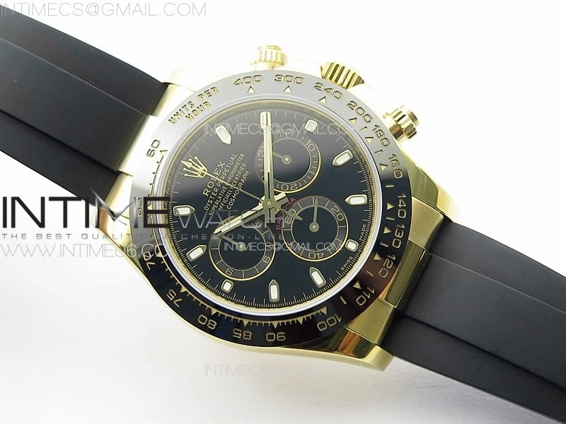 Daytona 116518LN YG APSF Best Edition Black Dial Stick Markers On Rubber Strap Slim A7750