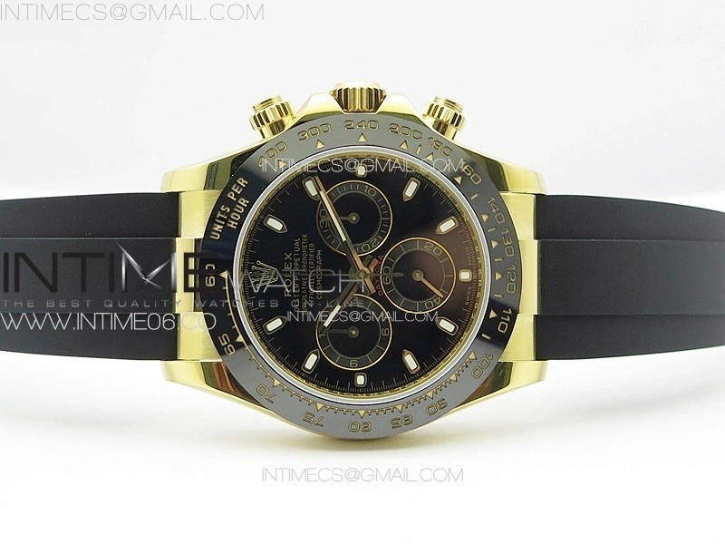 Daytona 116518LN YG APSF Best Edition Black Dial Stick Markers On Rubber Strap Slim A7750