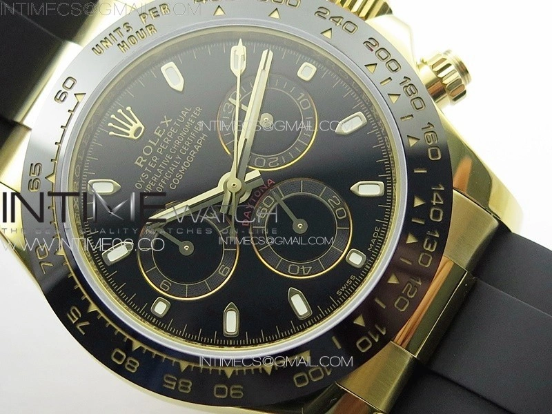 Daytona 116518LN YG APSF Best Edition Black Dial Stick Markers On Rubber Strap Slim A7750
