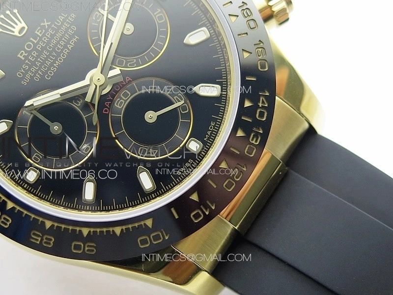 Daytona 116518LN YG APSF Best Edition Black Dial Stick Markers On Rubber Strap Slim A7750