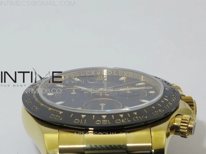Daytona 116518LN YG APSF Best Edition Black Dial Stick Markers On Rubber Strap Slim A7750