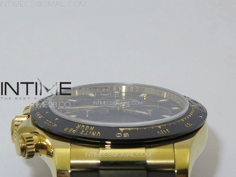 Daytona 116518LN YG APSF Best Edition Black Dial Stick Markers On Rubber Strap Slim A7750