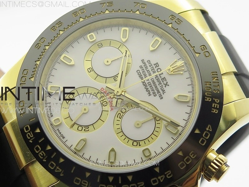Daytona 116518LN YG APSF Best Edition White Dial Stick Markers On Rubber Strap Slim A7750