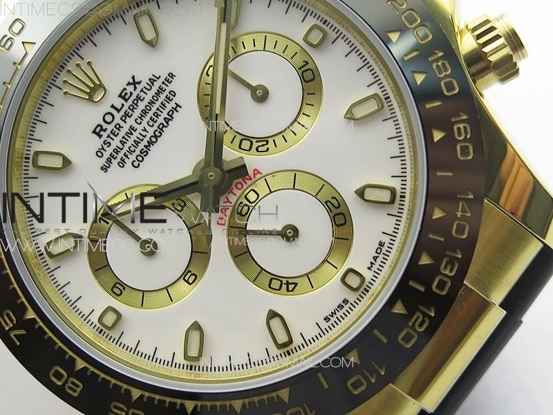 Daytona 116518LN YG APSF Best Edition White Dial Stick Markers On Rubber Strap Slim A7750