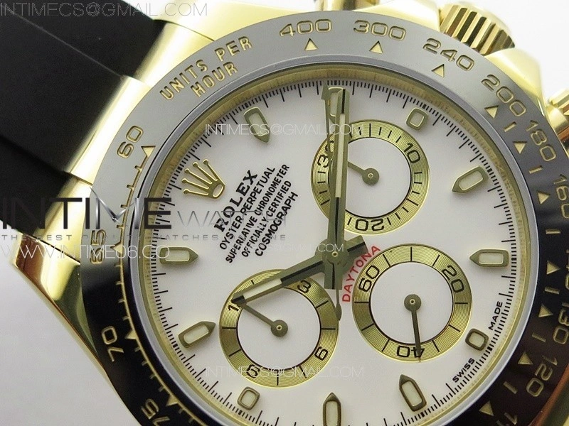Daytona 116518LN YG APSF Best Edition White Dial Stick Markers On Rubber Strap Slim A7750