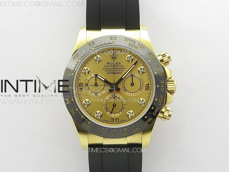Daytona 116518LN YG APSF Best Edition YG Dial Crystals Markers On Rubber Strap Slim A7750