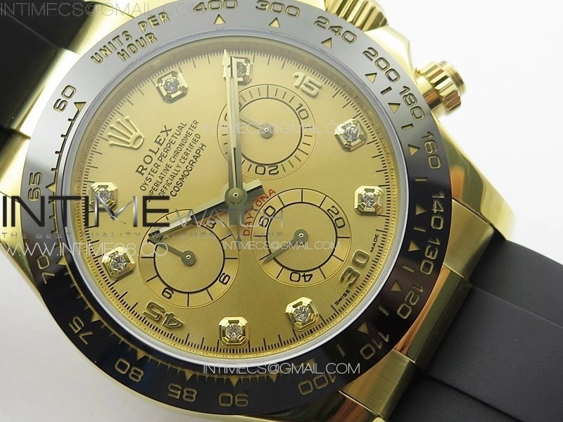 Daytona 116518LN YG APSF Best Edition YG Dial Crystals Markers On Rubber Strap Slim A7750
