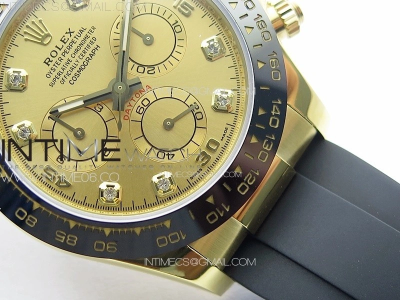 Daytona 116518LN YG APSF Best Edition YG Dial Crystals Markers On Rubber Strap Slim A7750
