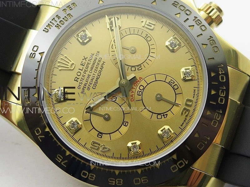 Daytona 116518LN YG APSF Best Edition YG Dial Crystals Markers On Rubber Strap Slim A7750