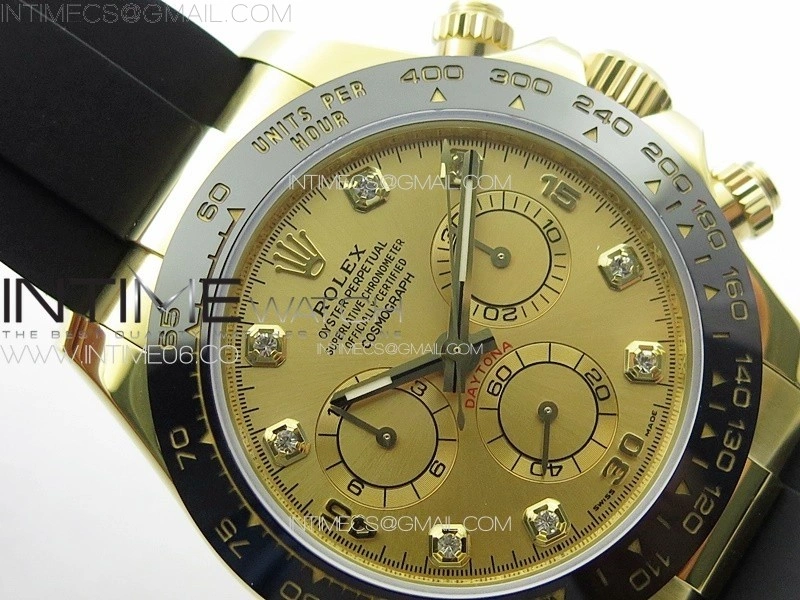 Daytona 116518LN YG APSF Best Edition YG Dial Crystals Markers On Rubber Strap Slim A7750