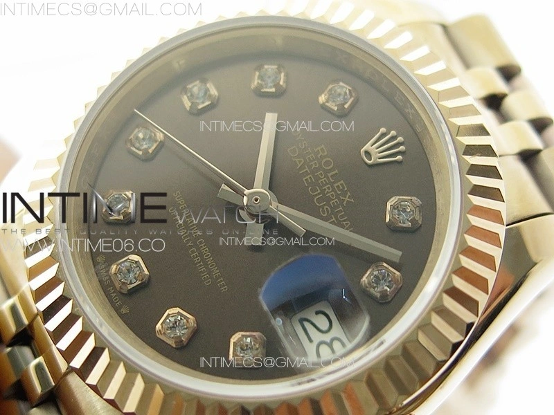 Datejust 28mm 279179 RG APSF Best Edition Brown Dial Crystals Markers on SS Jubilee Bracelet NH05