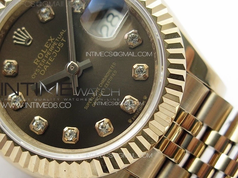 Datejust 28mm 279179 RG APSF Best Edition Brown Dial Crystals Markers on SS Jubilee Bracelet NH05