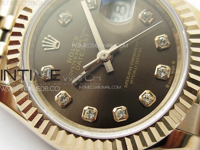 Datejust 28mm 279179 RG APSF Best Edition Brown Dial Crystals Markers on SS Jubilee Bracelet NH05