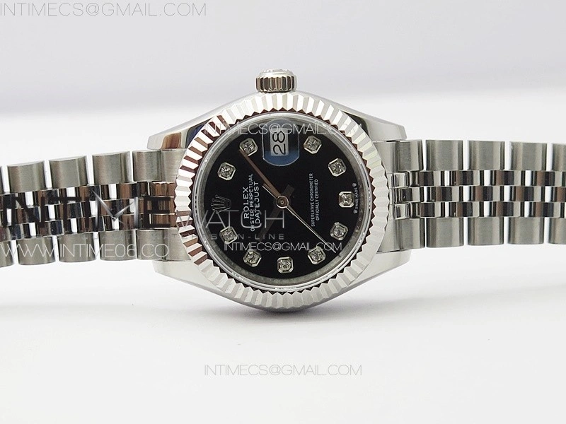 Datejust 28mm 279179 SS APSF Best Edition Black Dial Crystals Markers on SS Jubilee Bracelet NH05