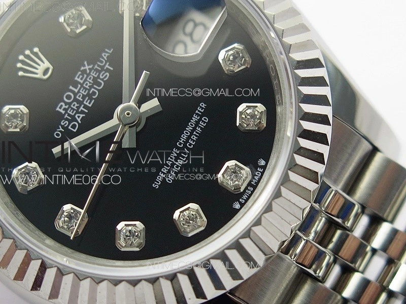 Datejust 28mm 279179 SS APSF Best Edition Black Dial Crystals Markers on SS Jubilee Bracelet NH05
