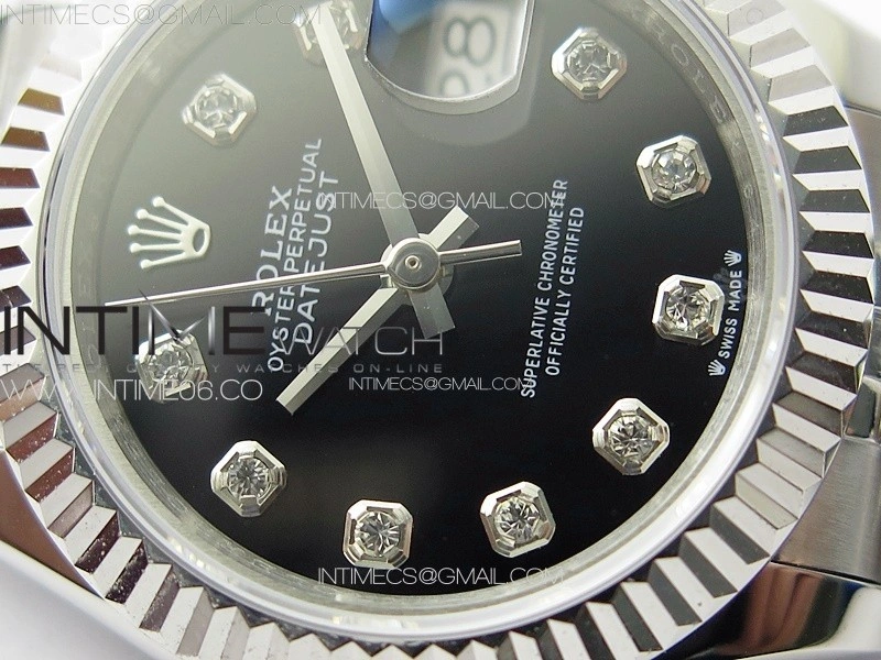 Datejust 28mm 279179 SS APSF Best Edition Black Dial Crystals Markers on SS Jubilee Bracelet NH05