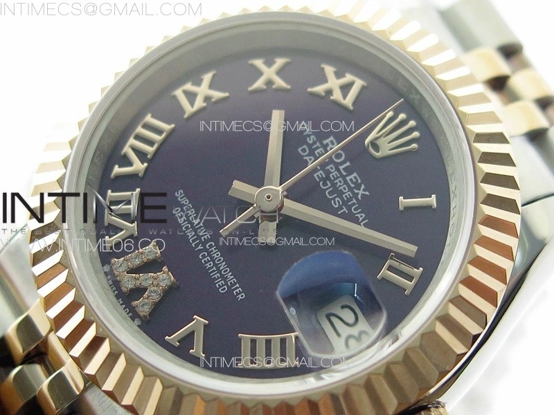 Datejust 28mm 279179 SS RG APSF Best Edition Blue Dial Roman Markers on SS RG Jubilee Bracelet NH05