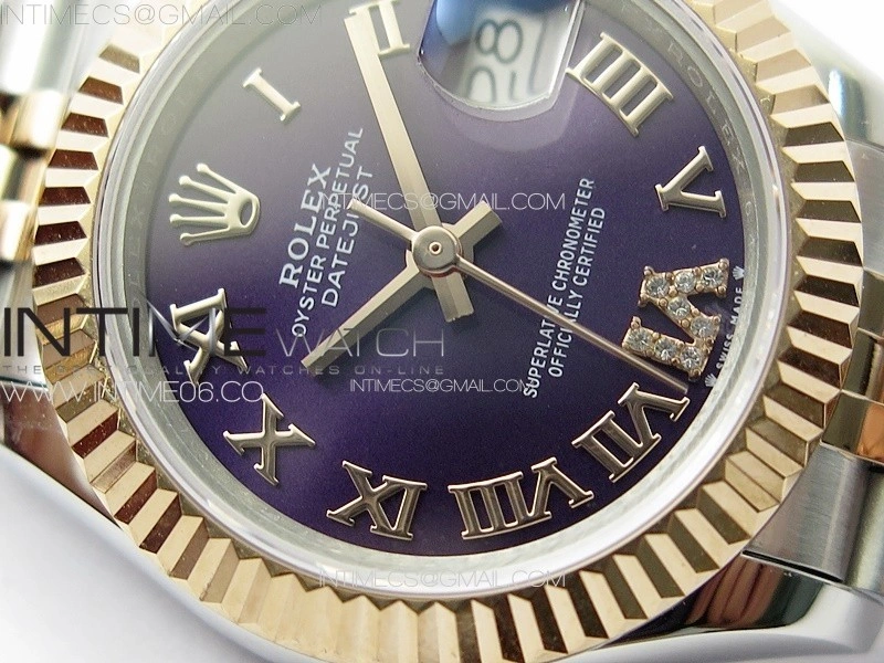 Datejust 28mm 279179 SS RG APSF Best Edition Blue Dial Roman Markers on SS RG Jubilee Bracelet NH05