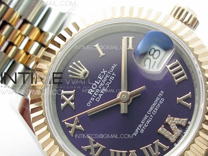 Datejust 28mm 279179 SS RG APSF Best Edition Blue Dial Roman Markers on SS RG Jubilee Bracelet NH05