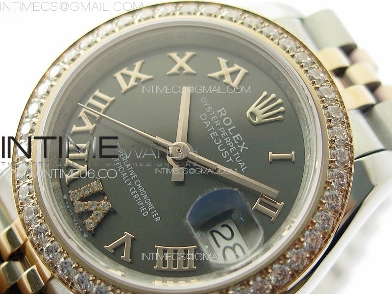 Datejust 28mm 279179 SS RG APSF Best Edition Gray Dial Roman Markers on SS RG Jubilee Bracelet NH05