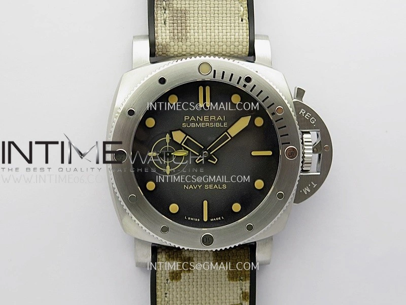 PAM1518 Submersible 44mm VSF 1:1 Best Edition Gray Ombre Dial on Camouflage Strap P900